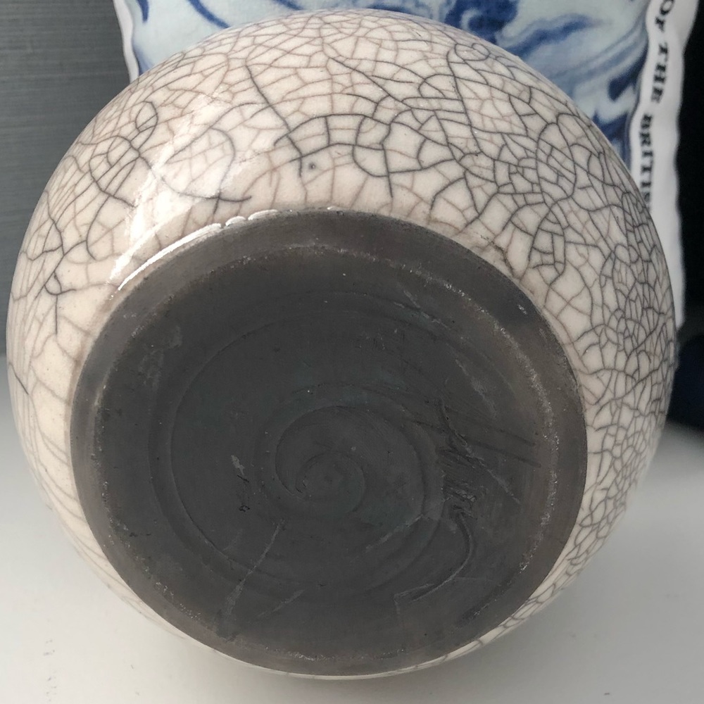 VINTAGE Brutalist Style Vase Cachepot Cream Gray - Picture 3 of 7
